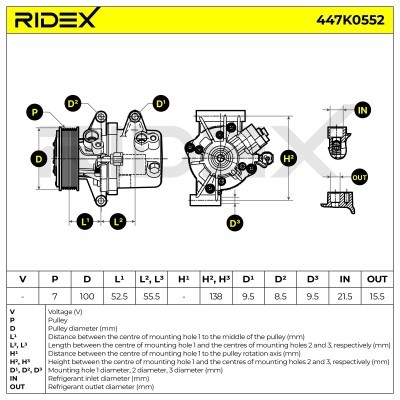 Kompressor, Klimaanlage NISSAN MICRA IV (K13) NOTE 447K0552 - foto 7