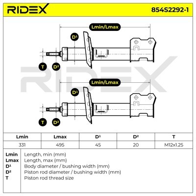 Stoßdämpfer RIDEX 854S2292 854S2292 - foto 8