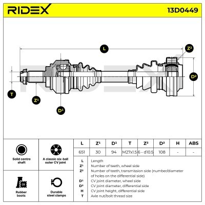 Antriebswelle RIDEX 13D0449 13D0449 - foto 7