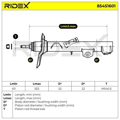 Stoßdämpfer RIDEX 854S1601 854S1601 - foto 8