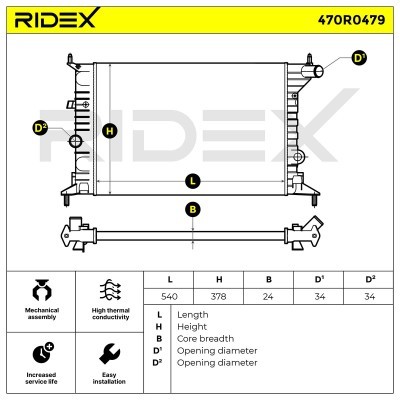 Kühler, Motorkühlung RIDEX 470R0479 470R0479 - foto 8