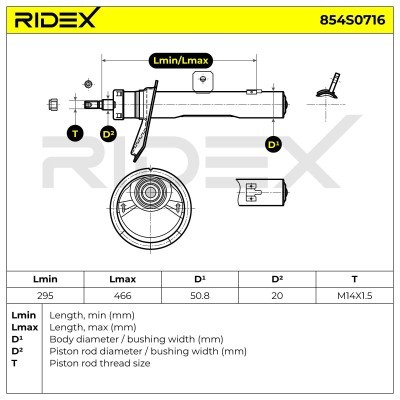 Stoßdämpfer RIDEX 854S0716 854S0716 - foto 8