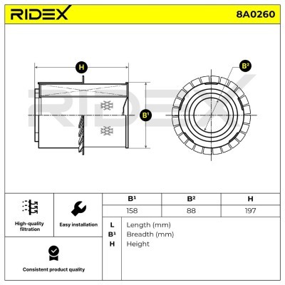 Luftfilter RIDEX 8A0260 8A0260 - foto 5