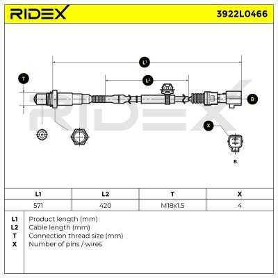 Lambdasonde RIDEX 3922L0466 3922L0466 - foto 6