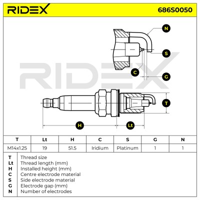 Zündkerze RIDEX 686S0050 686S0050 - foto 6