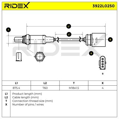 Lambdasonde RIDEX 3922L0250 3922L0250 - foto 5