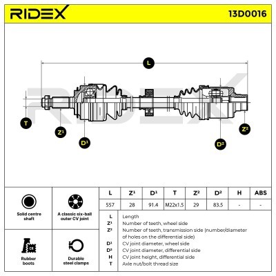 Antriebswelle RIDEX 13D0016 13D0016 - foto 8
