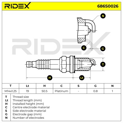 Zündkerze RIDEX 686S0026 686S0026 - foto 6