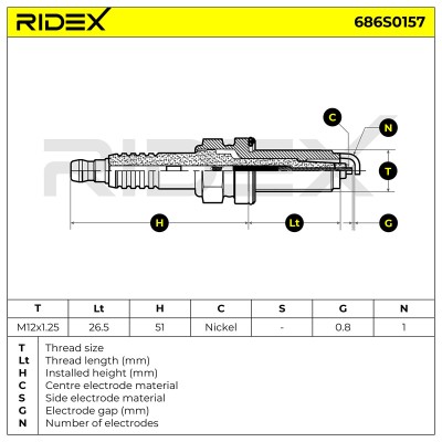 Zündkerze RIDEX 686S0157 686S0157 - foto 5