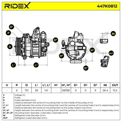 Kompressor, Klimaanlage LAND ROVER 447K0812 - foto 4
