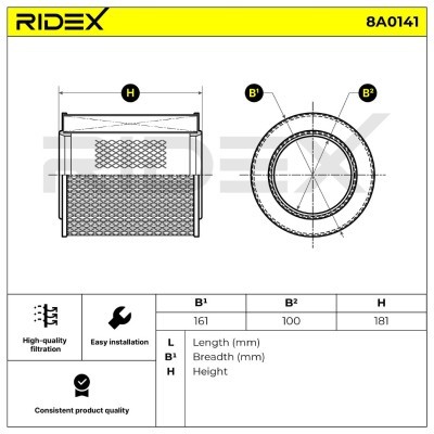 Luftfilter RIDEX 8A0141 8A0141 - foto 6