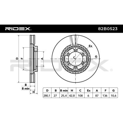 Bremsscheibe RIDEX 82B0523 82B0523 - foto 3