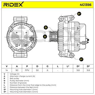 Generator RIDEX 4G1356 4G1356 - foto 8