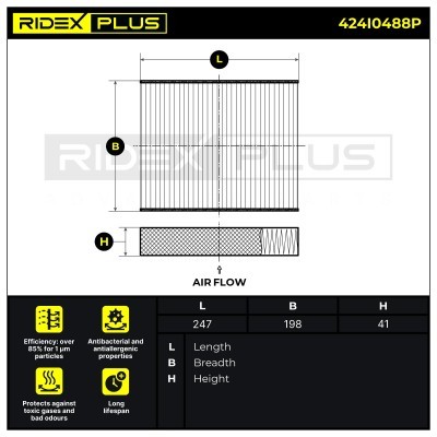 Filter, Innenraumluft RIDEX 424I0488P 424I0488P - foto 6