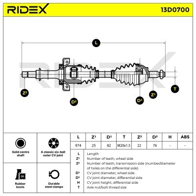 Antriebswelle RIDEX 13D0700 13D0700 - foto 7