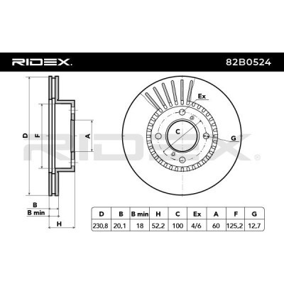 Bremsscheibe RIDEX 82B0524 82B0524 - foto 4