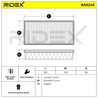 Luftfilter RIDEX 8A0240 8A0240 - foto 4