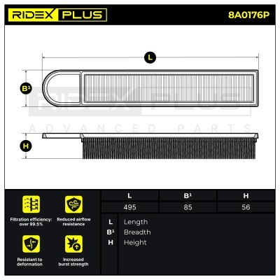 Luftfilter RIDEX 8A0176P 8A0176P - foto 7