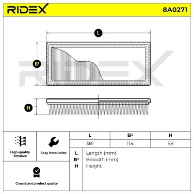 Luftfilter RIDEX 8A0271 8A0271 - foto 6