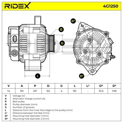 Generator RIDEX 4G1250 4G1250 - foto 5