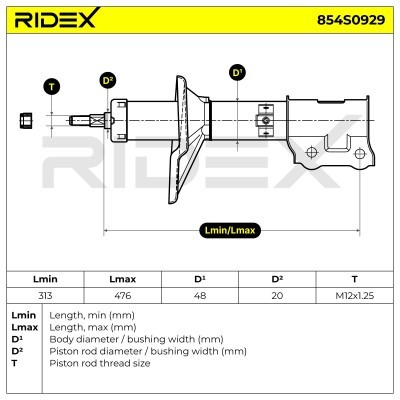 Stoßdämpfer RIDEX 854S0929 854S0929 - foto 8