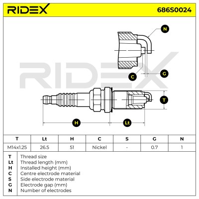 Zündkerze RIDEX 686S0024 686S0024 - foto 6