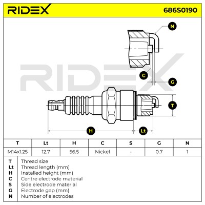 Zündkerze RIDEX 686S0190 686S0190 - foto 5