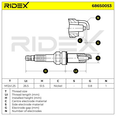 Zündkerze RIDEX 686S0053 686S0053 - foto 6