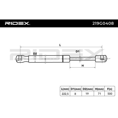 Gasfeder, Koffer-/Laderaum RIDEX 219G0408 219G0408 - foto 6