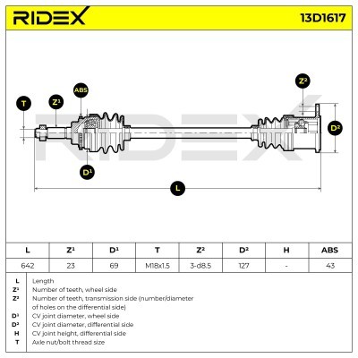 Antriebswelle RIDEX 13D1617 13D1617 - foto 7