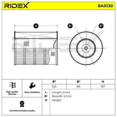 Luftfilter RIDEX 8A0130 8A0130 - foto 6