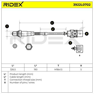 Lambdasonde RIDEX 3922L0702 3922L0702 - foto 6