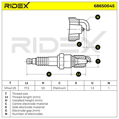 Zündkerze RIDEX 686S0045 686S0045 - foto 5