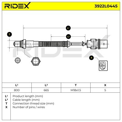 Lambdasonde RIDEX 3922L0445 3922L0445 - foto 6