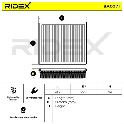 Luftfilter RIDEX 8A0071 8A0071 - foto 6