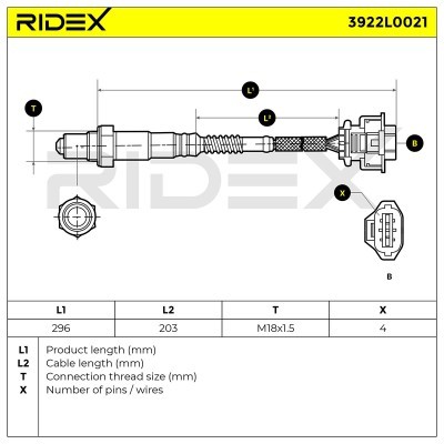 Lambdasonde RIDEX 3922L0021 3922L0021 - foto 10