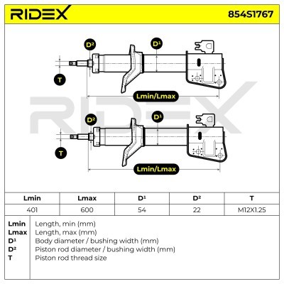 Stoßdämpfer RIDEX 854S1767 854S1767 - foto 8