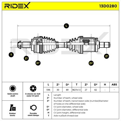 Antriebswelle RIDEX 13D0280 13D0280 - foto 7