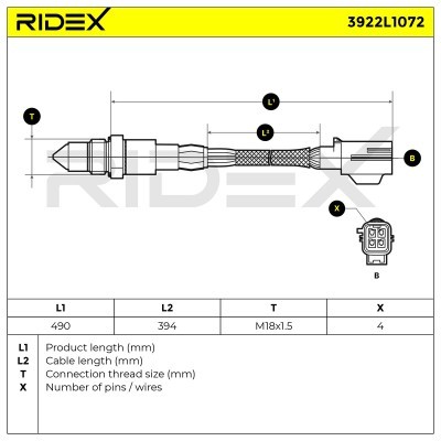 Lambdasonde RIDEX 3922L1072 3922L1072 - foto 6