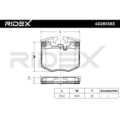 Bremsbeläge Satz RIDEX 402B1383 402B1383 - foto 7