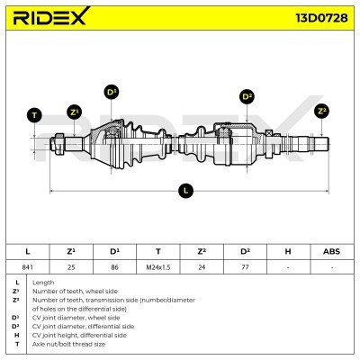 Antriebswelle RIDEX 13D0728 13D0728 - foto 7