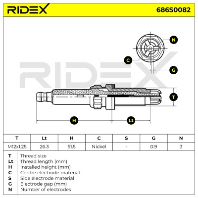 Zündkerze RIDEX 686S0082 686S0082 - foto 5