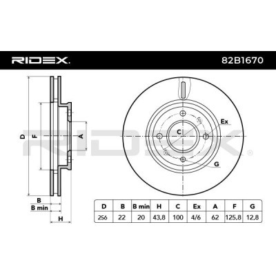 Bremsscheibe RIDEX 82B1670 82B1670 - foto 6