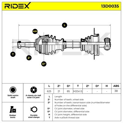 Antriebswelle RIDEX 13D0035 13D0035 - foto 7