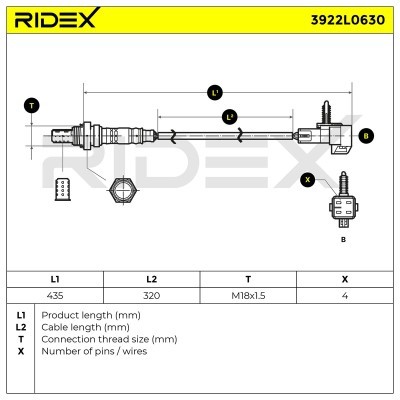 Lambdasonde RIDEX 3922L0630 3922L0630 - foto 6