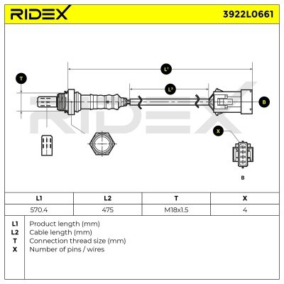 Lambdasonde RIDEX 3922L0661 3922L0661 - foto 3