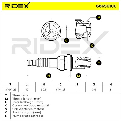 Zündkerze RIDEX 686S0100 686S0100 - foto 5