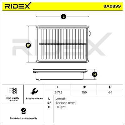 Luftfilter RIDEX 8A0899 8A0899 - foto 6
