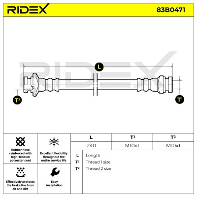 Bremsschlauch RIDEX 83B0471 83B0471 - foto 5