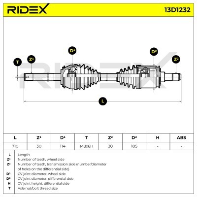 Antriebswelle RIDEX 13D1232 13D1232 - foto 7